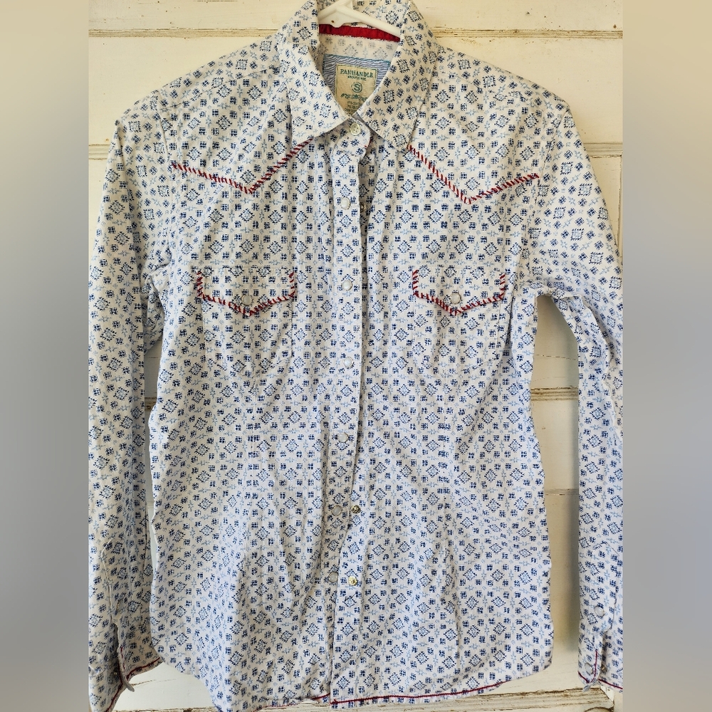Panhandle Slim Blue and White Western Shirt